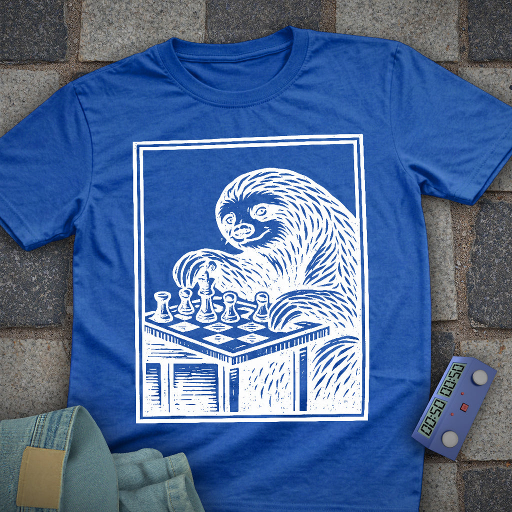 Vintage Woodcut Sloth Chess T-Shirt