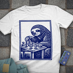 Vintage Woodcut Sloth Chess T-Shirt