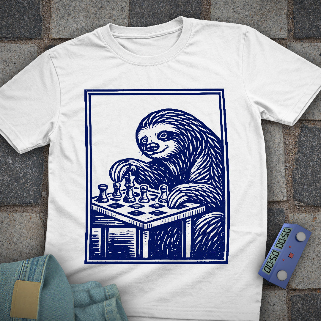 Vintage Woodcut Sloth Chess T-Shirt