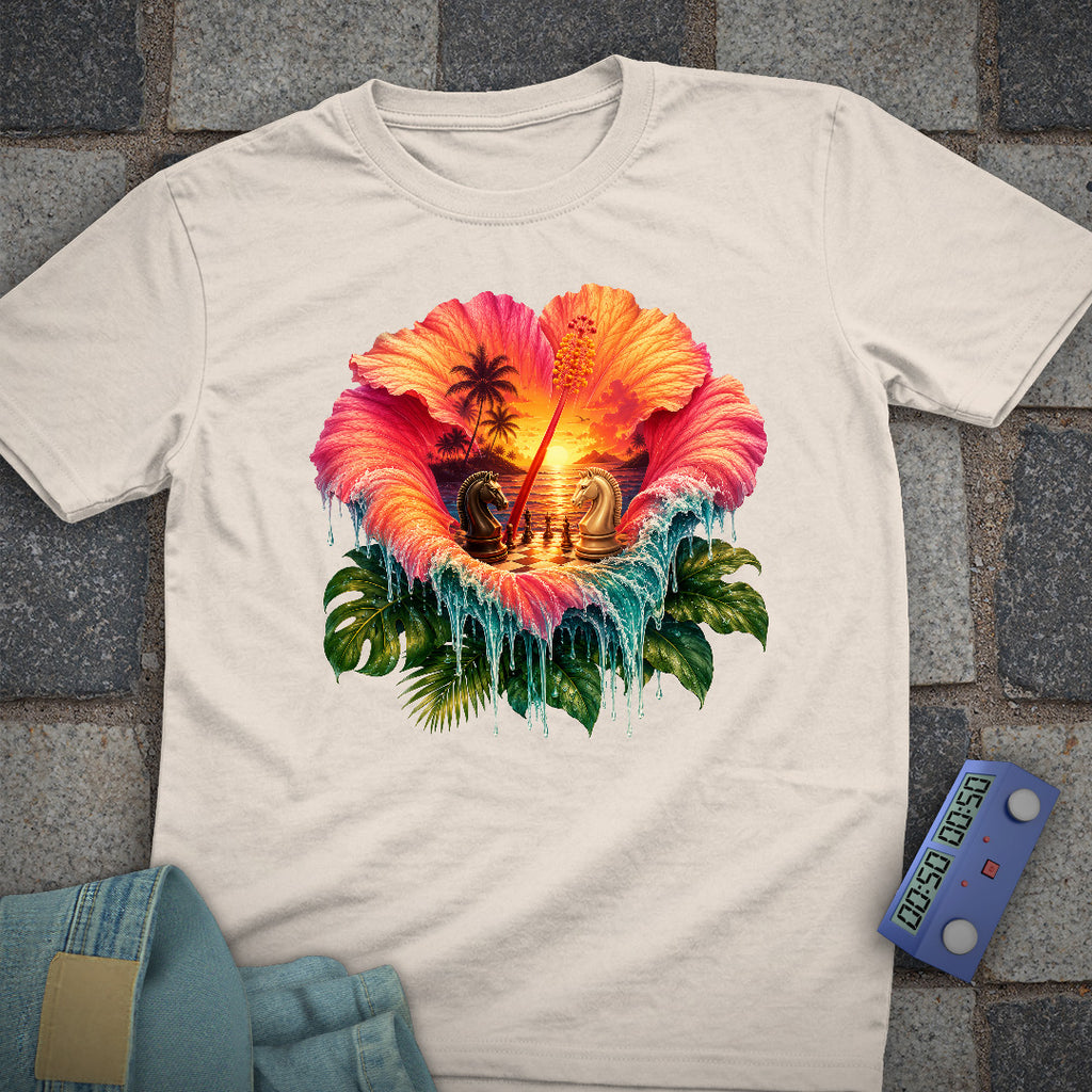 Tropical Hibiscus Chess T-Shirt