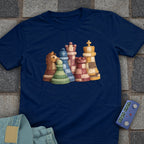 Patchwork Chess Pieces T-Shirt (Printed Patch Effect)