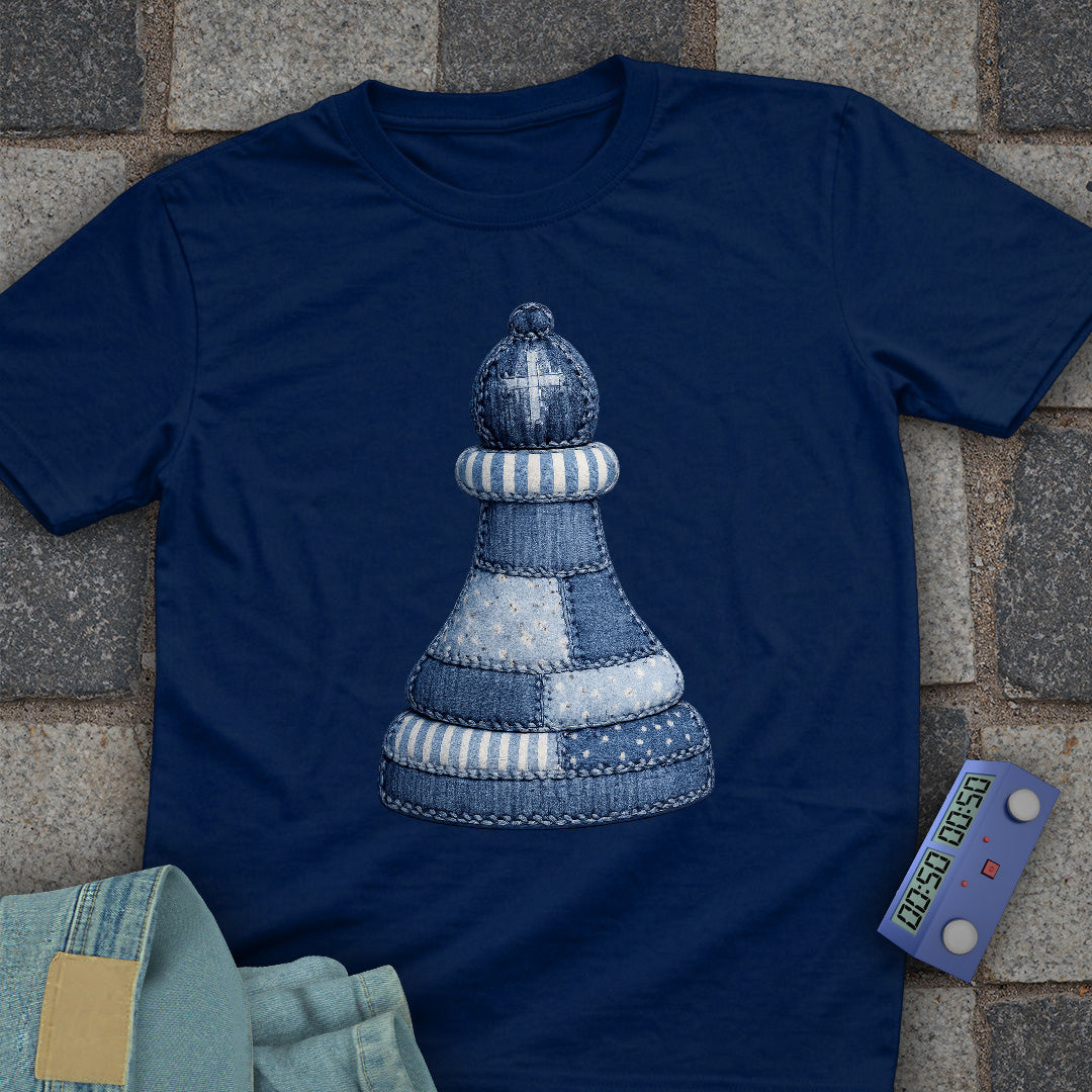 Patchwork Bishop Chess T-Shirt (Printed Patch Effect)
