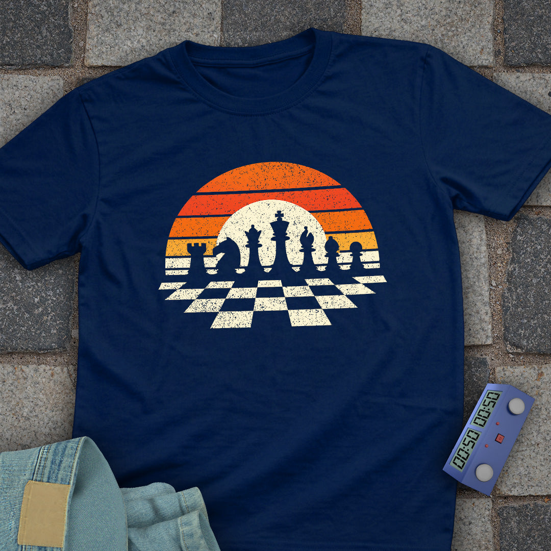 Retro Sunset Chess T-Shirt