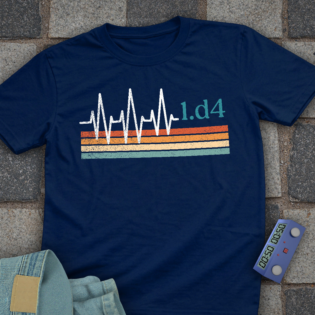 Retro Heartbeat 1.d4 Chess T-Shirt