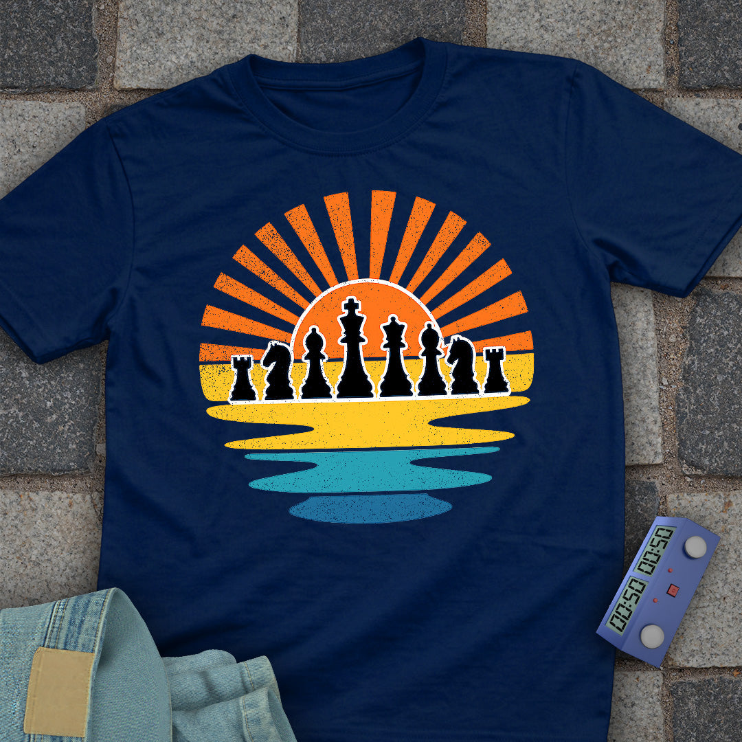 Retro Sunset Chess T-Shirt