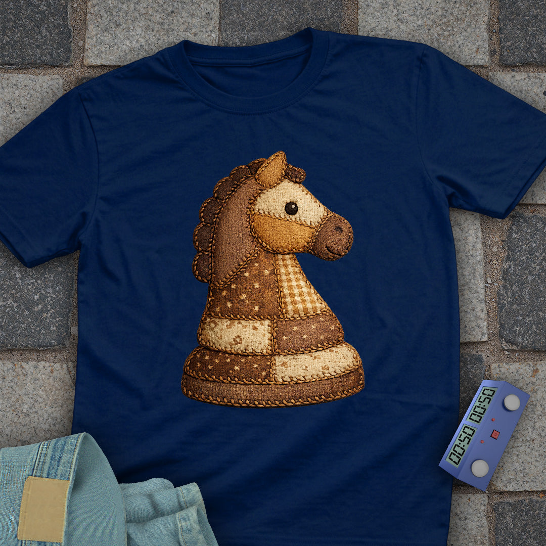 Patchwork Knight Chess T-Shirt (Printed Patch Effect)