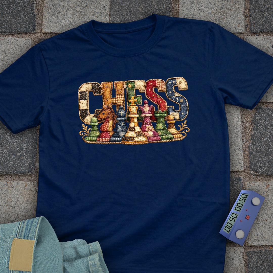 Patchwork Chess T-Shirt (Printed Patch Effect)