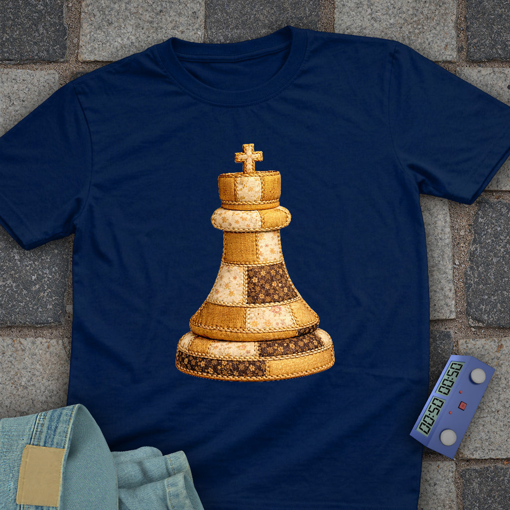 Patchwork King Chess T-Shirt (Printed Patch Effect)