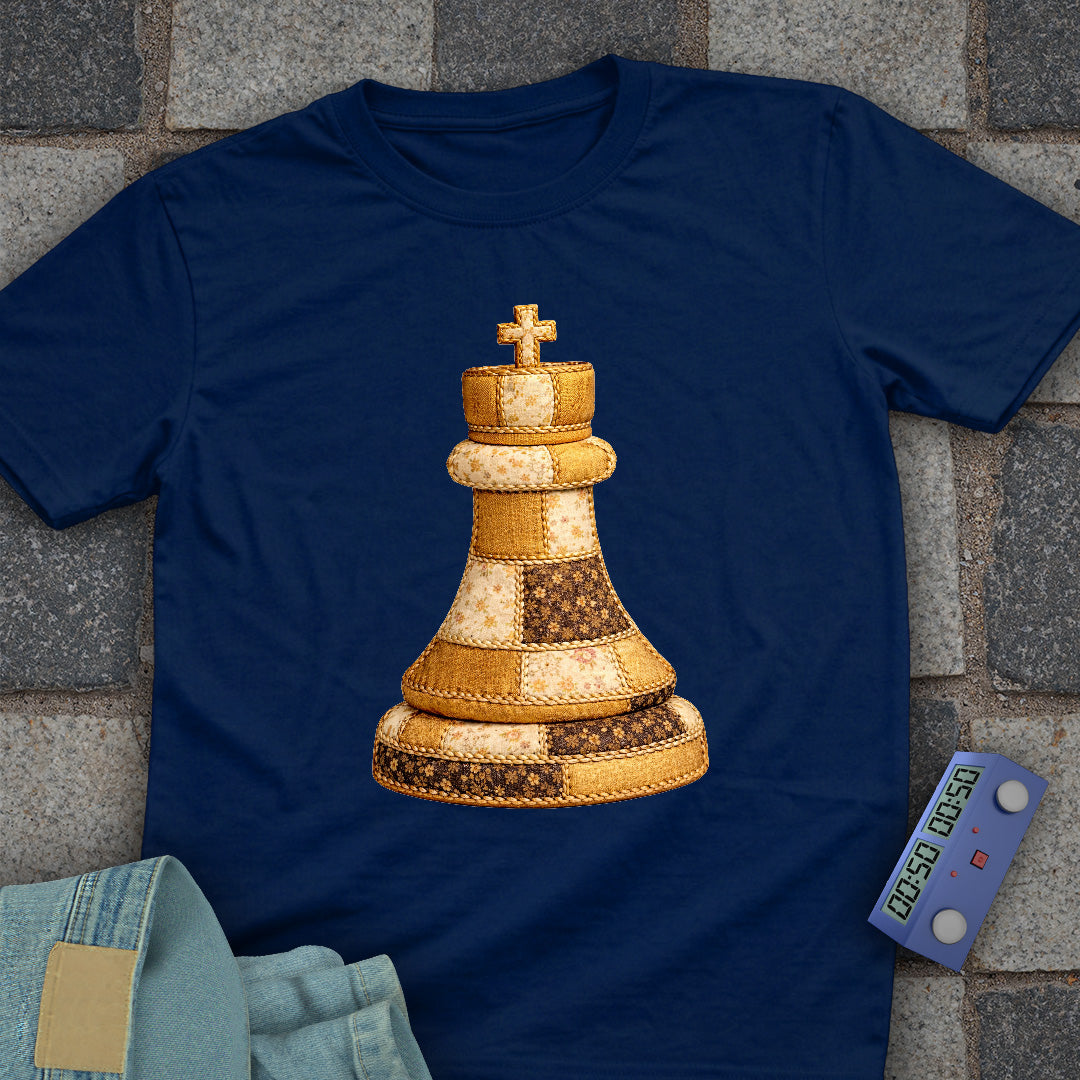 Patchwork King Chess T-Shirt (Printed Patch Effect)