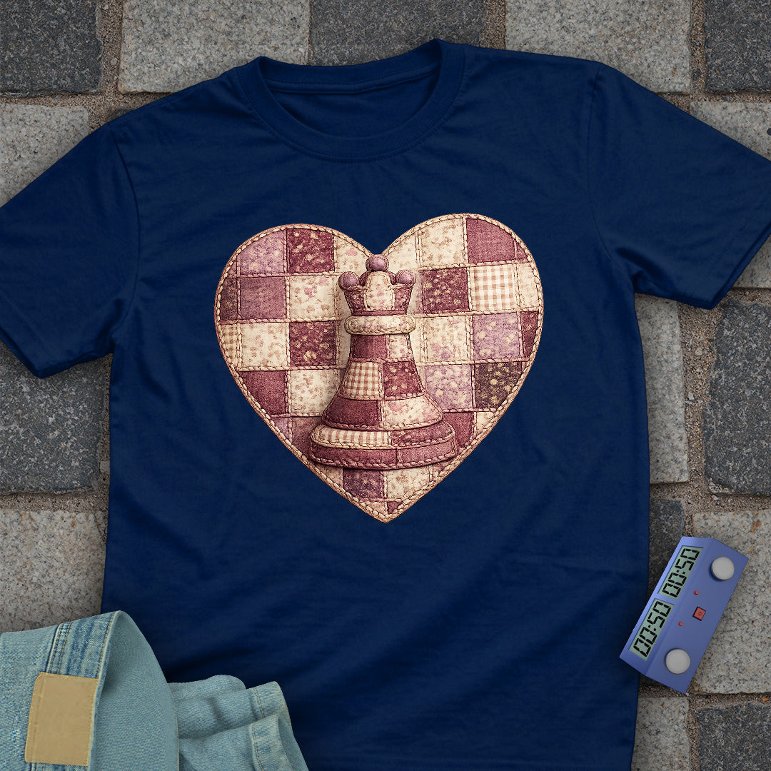 Patchwork Heart Chess T-Shirt (Printed Patch Effect)