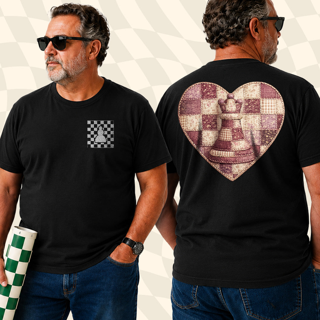 Patchwork Heart Chess Pocket T-Shirt
