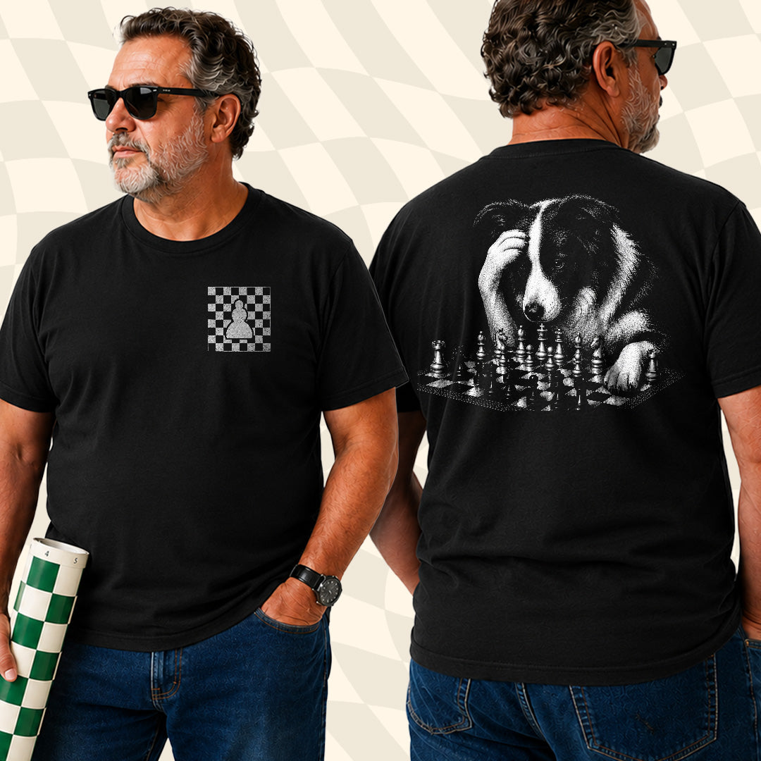 Border Collie Chess Pocket T-Shirt
