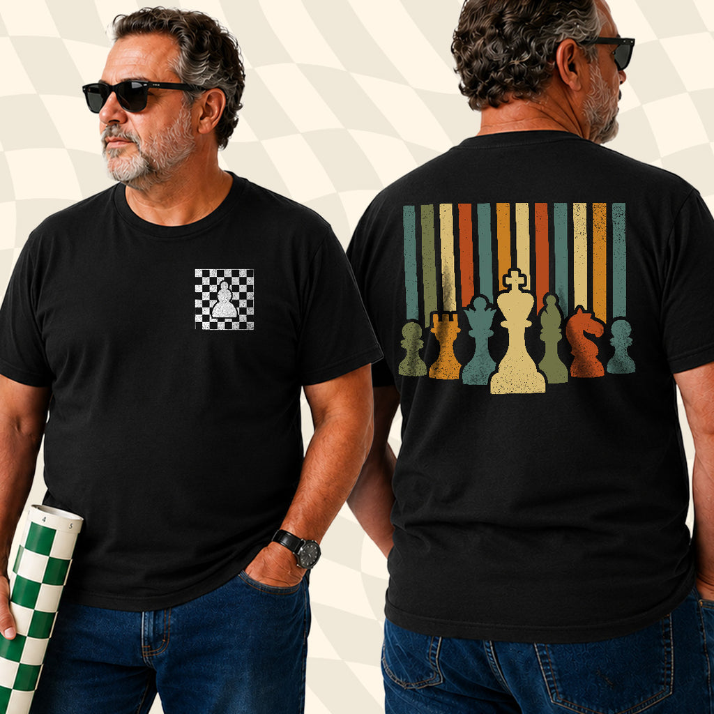 Retro Stripes Chess Pocket T-Shirt