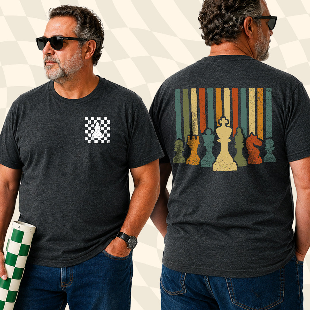 Retro Stripes Chess Pocket T-Shirt