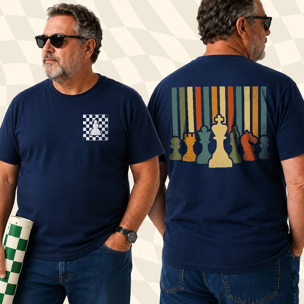 Retro Stripes Chess Pocket T-Shirt