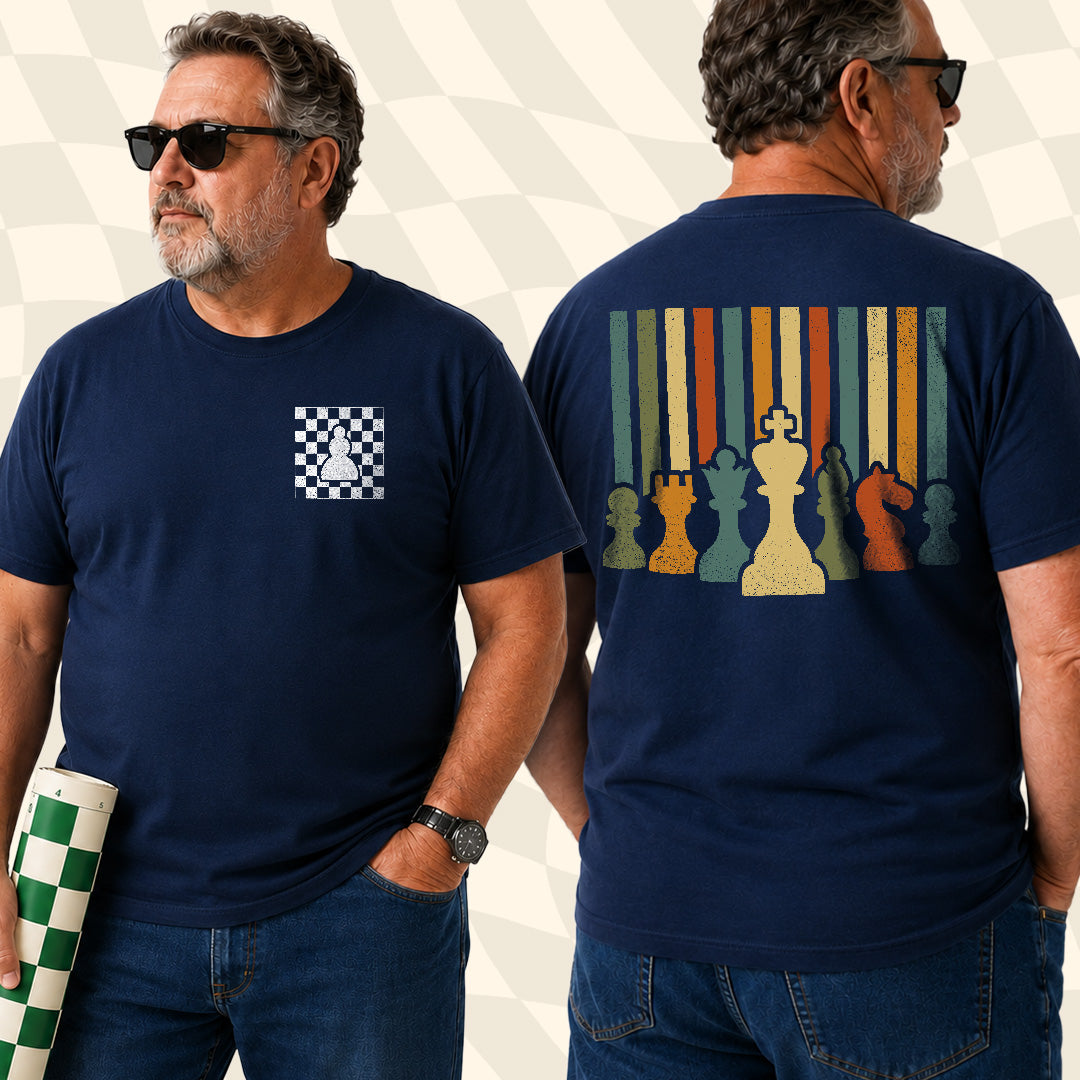 Retro Stripes Chess Pocket T-Shirt