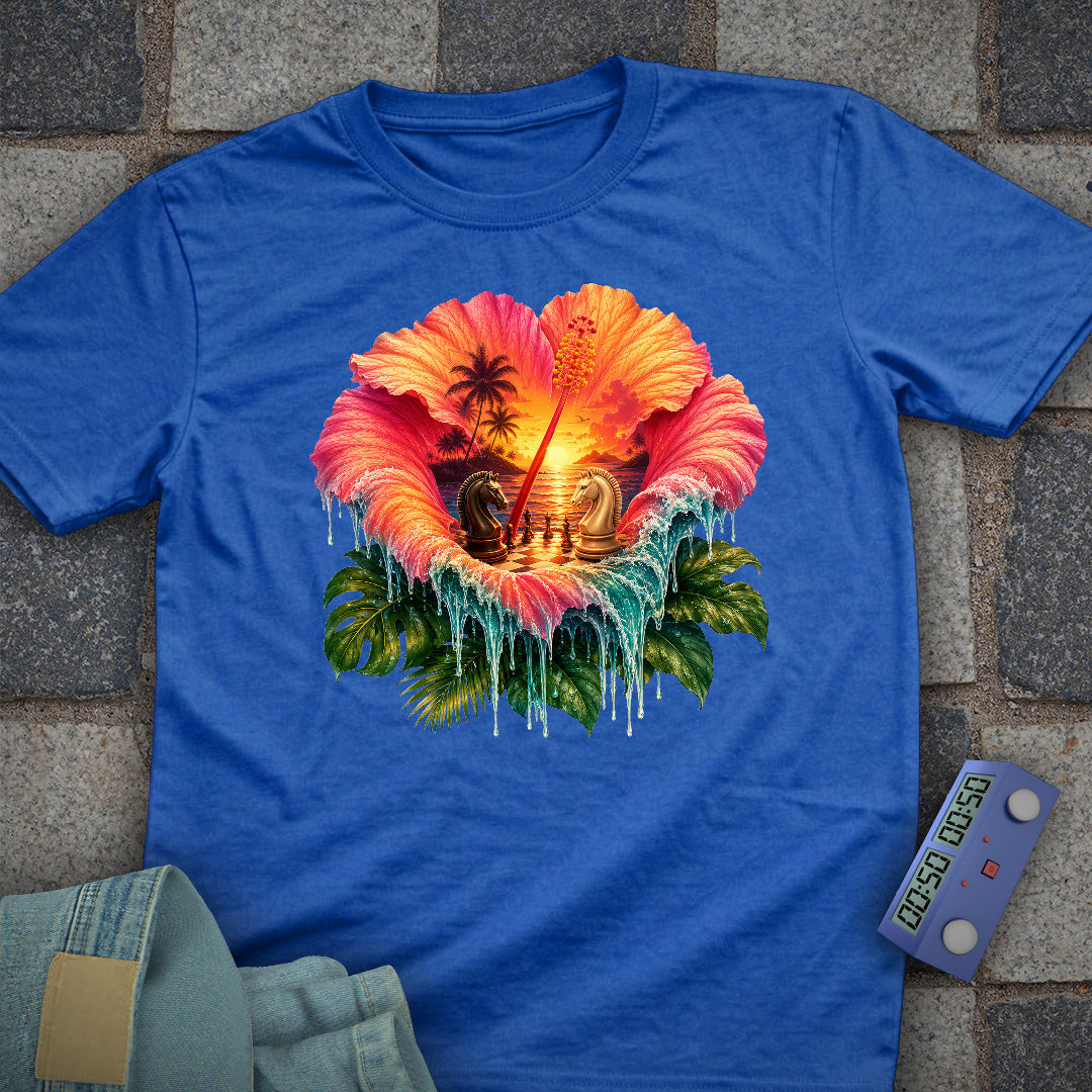 Tropical Hibiscus Chess T-Shirt