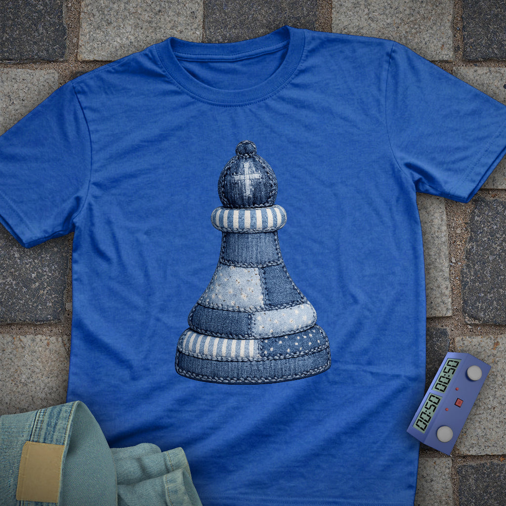 Patchwork Bishop Chess T-Shirt (Printed Patch Effect)
