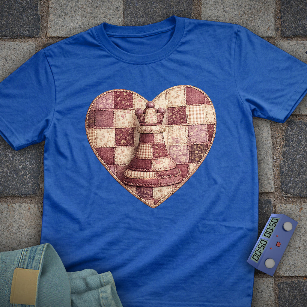 Patchwork Heart Chess T-Shirt (Printed Patch Effect)