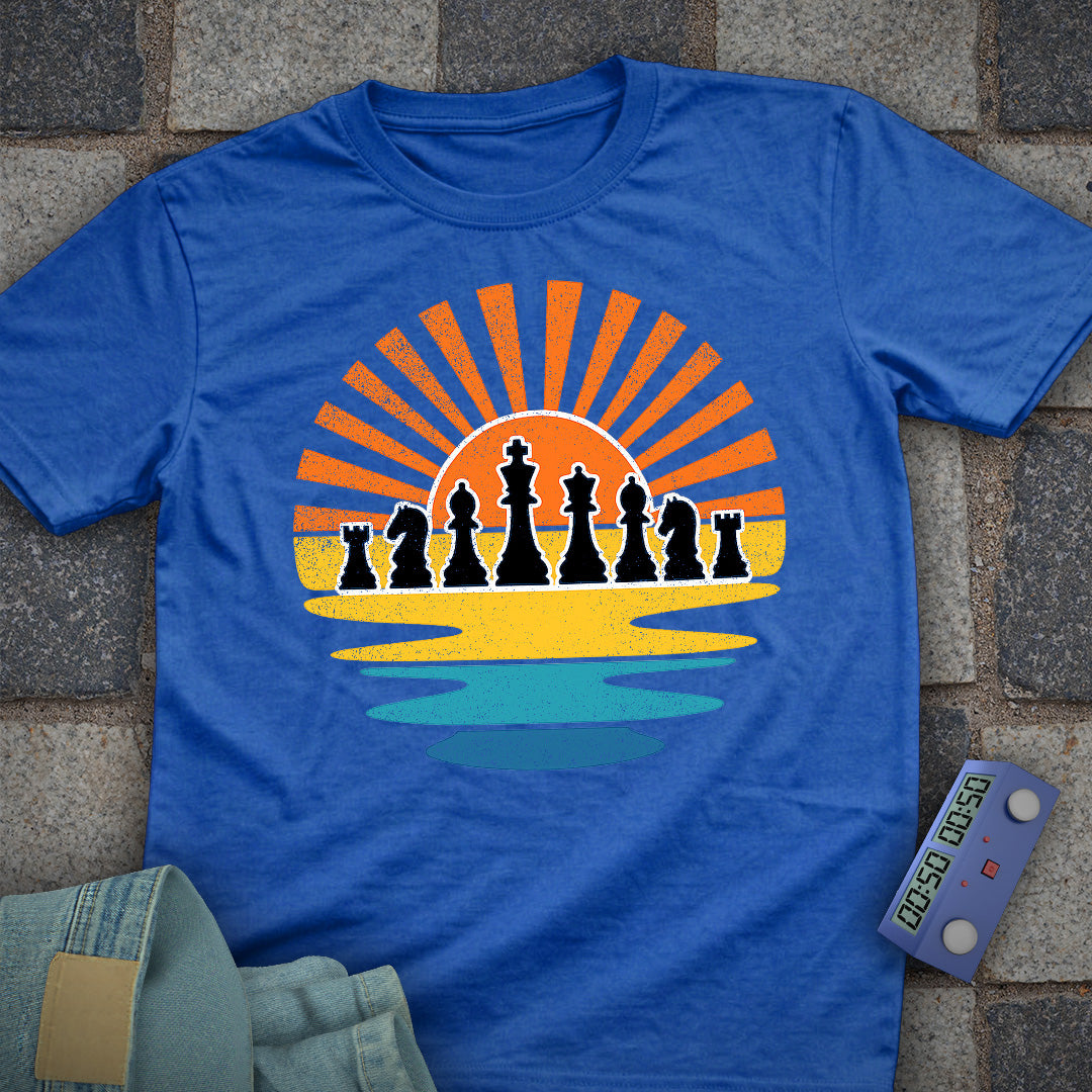 Retro Sunset Chess T-Shirt