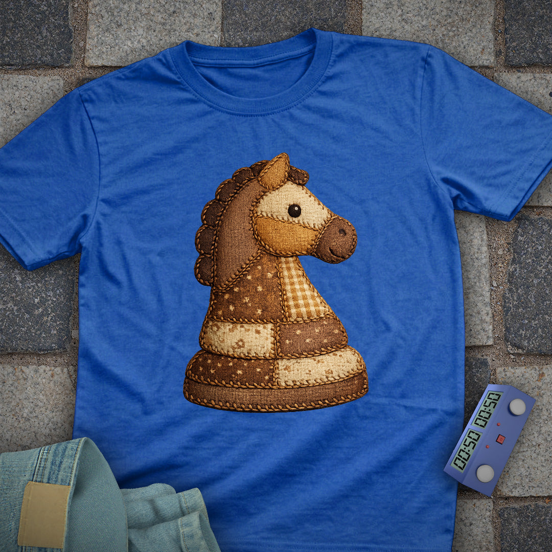 Patchwork Knight Chess T-Shirt (Printed Patch Effect)