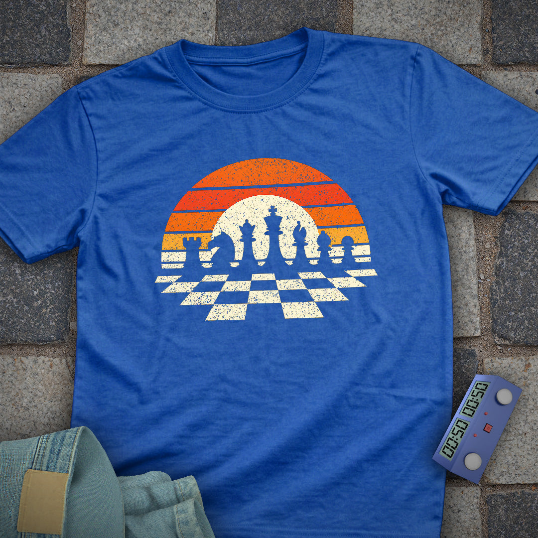 Retro Sunset Chess T-Shirt