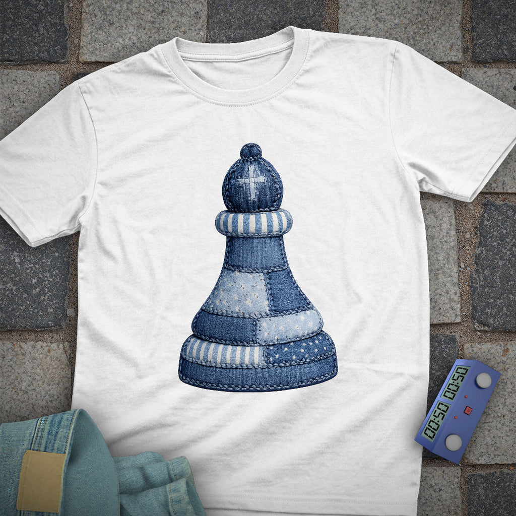 Patchwork Bishop Chess T-Shirt (Printed Patch Effect)