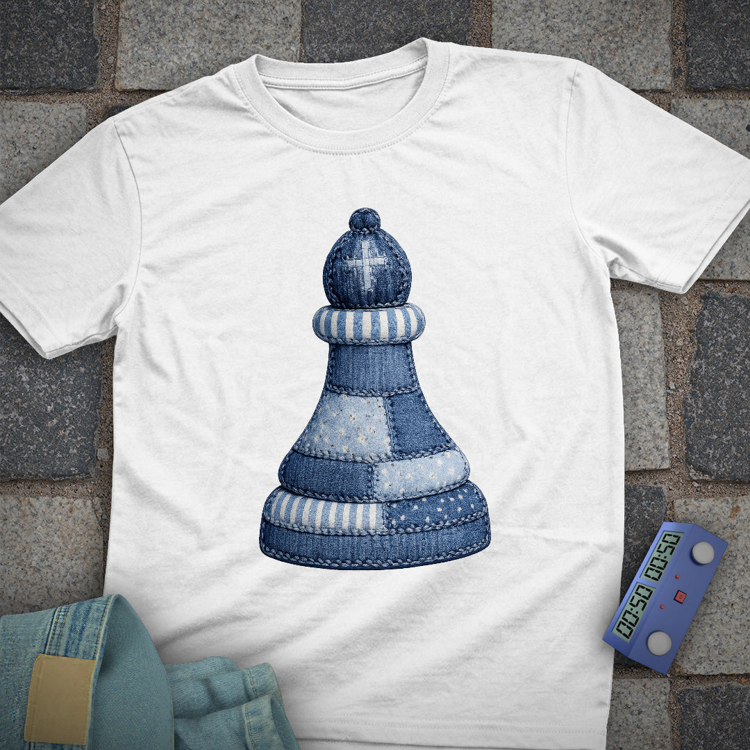 Patchwork Bishop Chess T-Shirt (Printed Patch Effect)