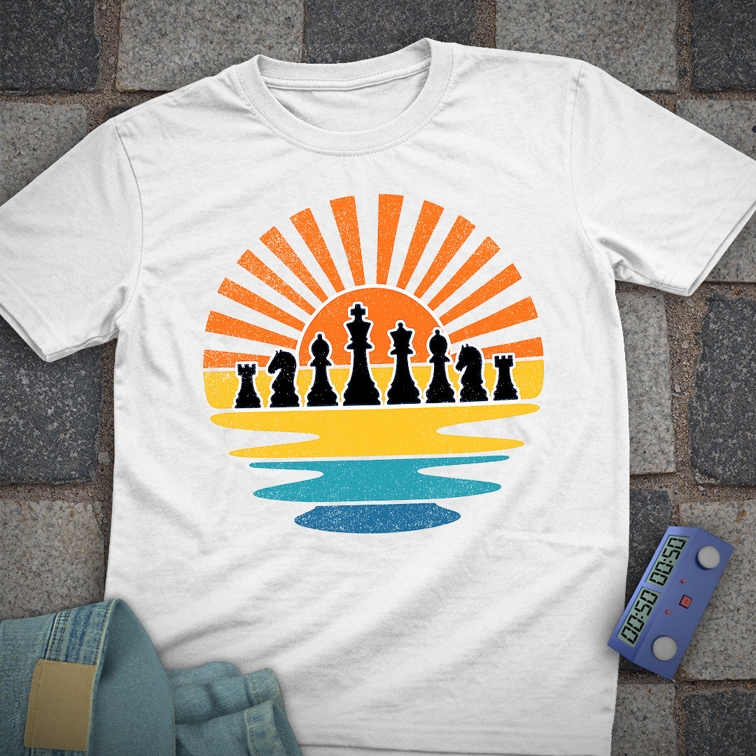 Retro Sunset Chess T-Shirt