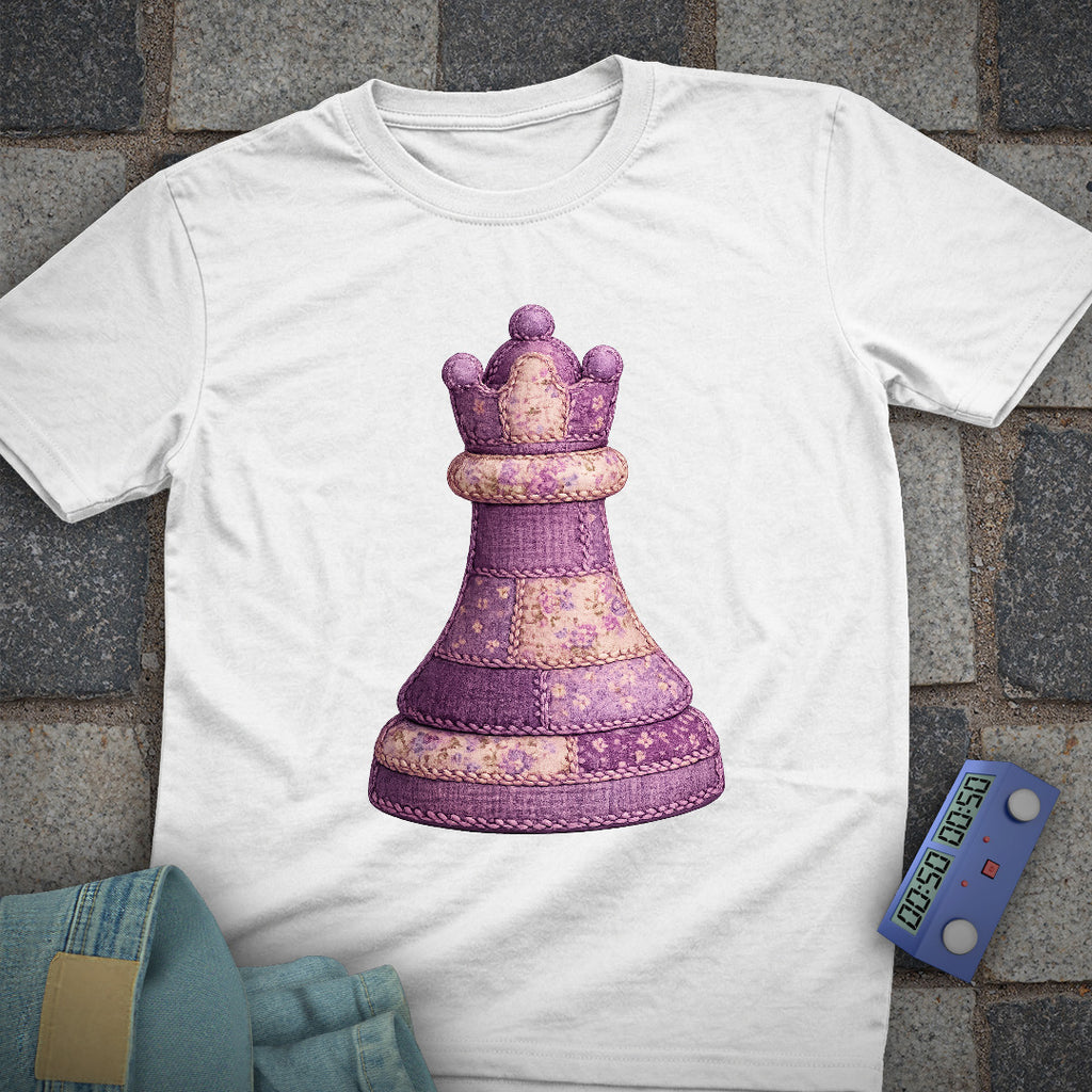 Patchwork Queen Chess T-Shirt (Printed Patch Effect)