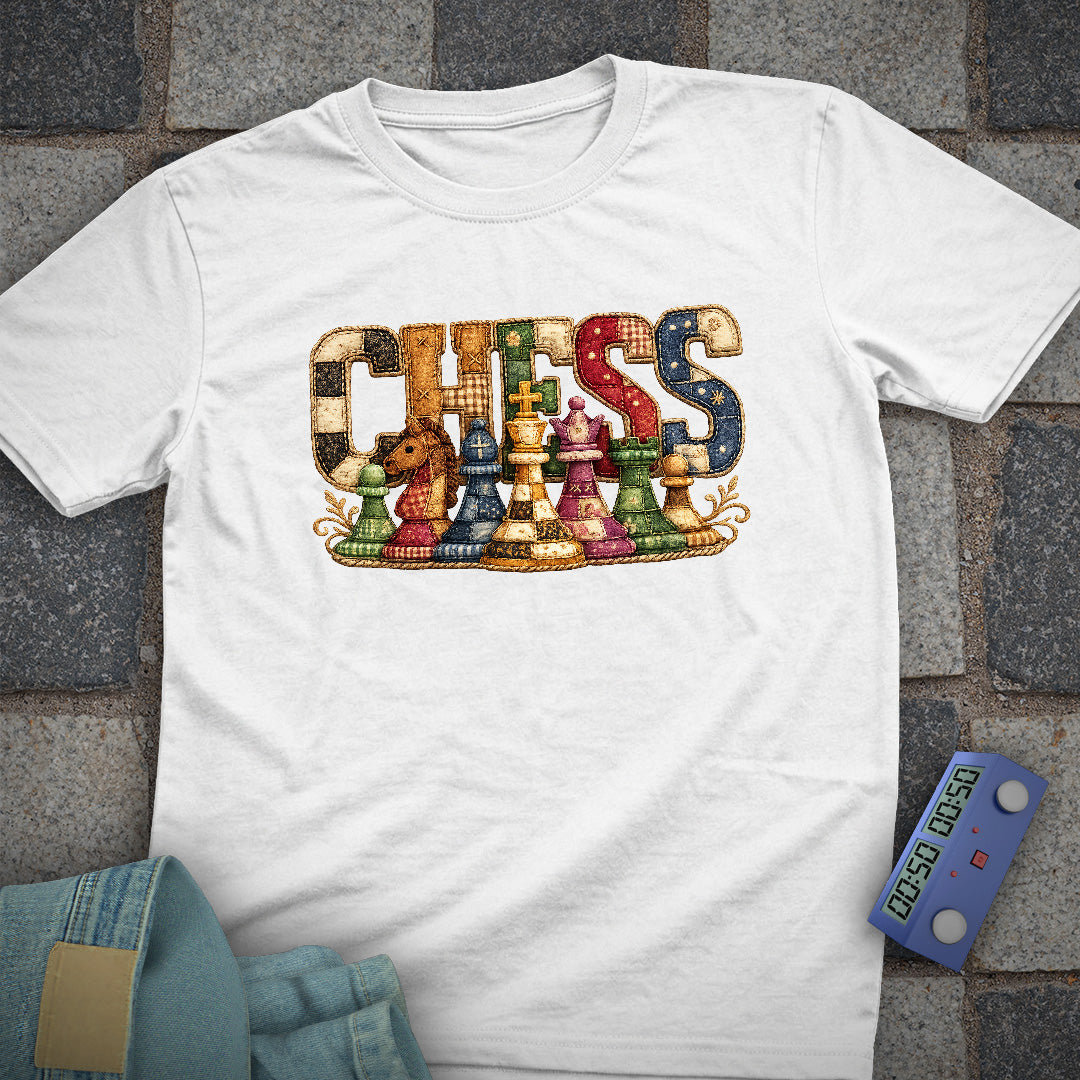Patchwork Chess T-Shirt (Printed Patch Effect)