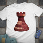 Patchwork Rook Chess T-Shirt (Printed Patch Effect)