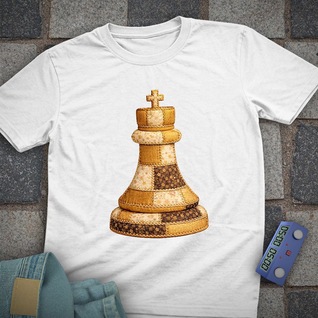 Patchwork King Chess T-Shirt (Printed Patch Effect)