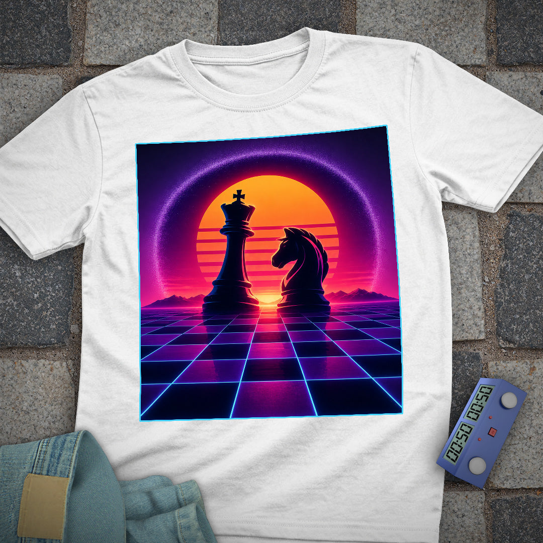 Neon Sunset Chess T-Shirt