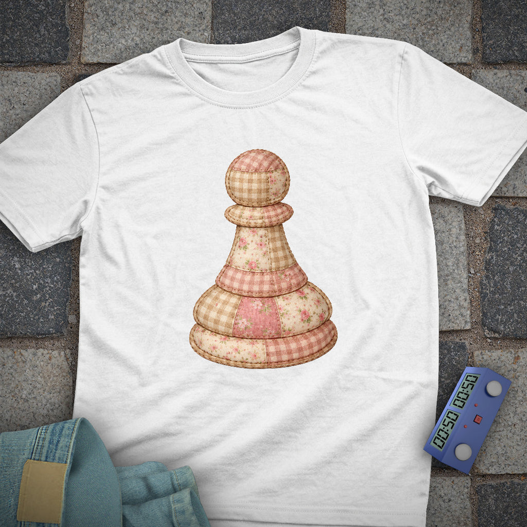 Patchwork Pawn Chess T-Shirt (Printed Patch Effect)